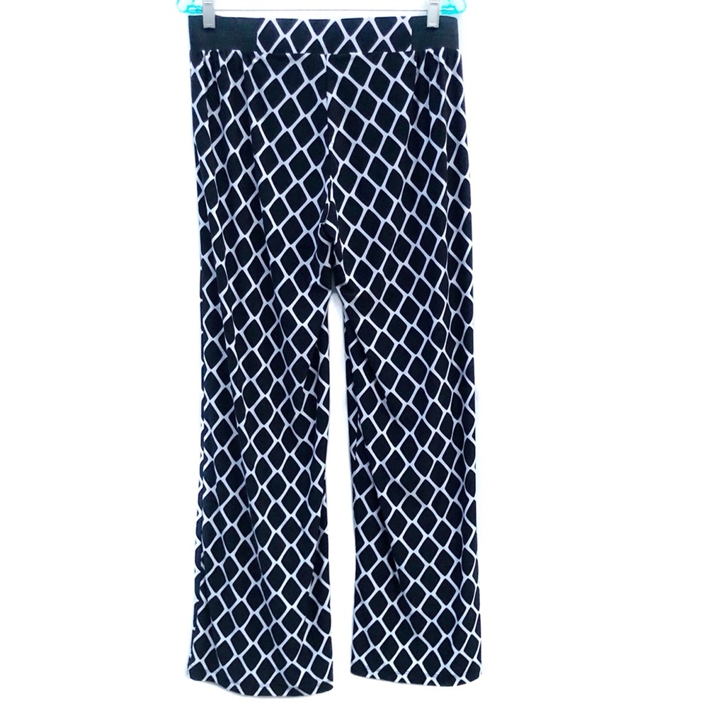INC Dress Pants Stretchy Diamond Print Soft Fabric Pull On Elastic Waist Comfy L